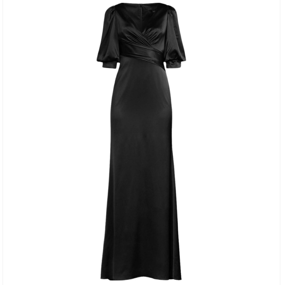 NWT-Aidan Mattox Puff Sleeve Satin Gown - Picture 5 of 10